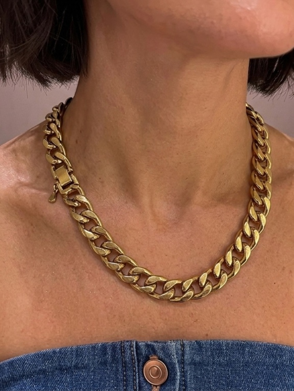 CUBAN Link Dainty Gold Necklace 18k Gold Plated Chain Layering Necklace